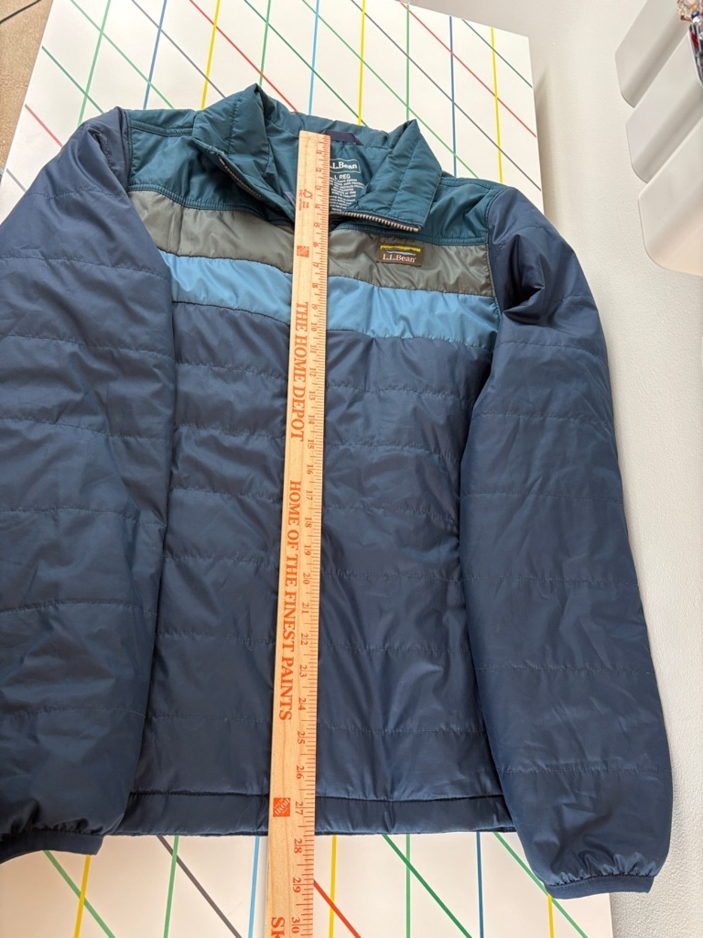 L.L. Bean Men's Mountain Classic Puffer Jacket Colorblock Navy Marine Blue Large - Picture 6 of 8